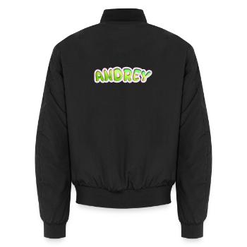 Andrey as a profession - Unisex Bomber Jacket - black - Back - AI Model Male 185 light (185cm)