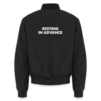 Resting in Advance - Unisex Bomberjacke - Schwarz - Hinten - AI Model Male 185 light (185cm)