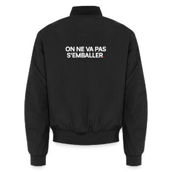 On ne va pas s'emballer - Bomber unisexe - noir - Dos - AI Model Male 185 light (185cm)