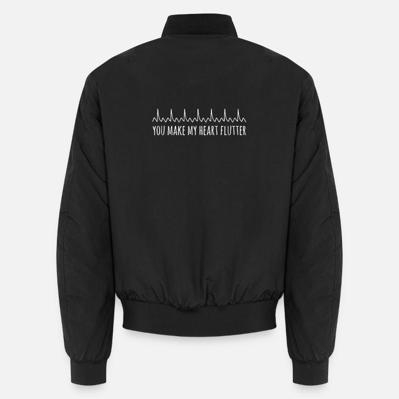 Heart Flutter Beat Tee - Unisex Bomber Jacket - black