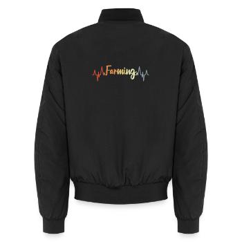 Farmer's heartbeat - Unisex Bomber Jacket - black - Back - AI Model Male 185 light (185cm)
