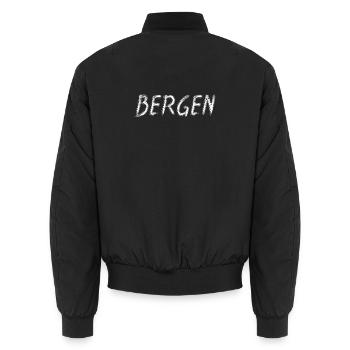 Bergen Écriture Brosse Brute - Bomber unisexe - noir - Dos - AI Model Male 185 light (185cm)