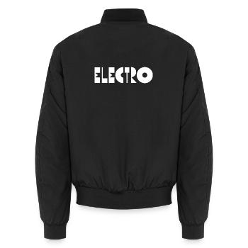 Electro music - Unisex Bomber Jacket - black - Back - AI Model Male 185 light (185cm)