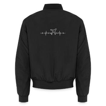 Flugzeug Puls Herzschlag Pilot Flughafen Fliegen - Unisex Bomberjacke - Schwarz - Hinten - AI Model Male 185 light (185cm)