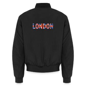 Londres couché avec drapeau - Bomber unisexe - noir - Dos - AI Model Male 185 light (185cm)