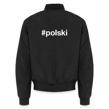 POLSKI Poland Poland Polish Hashtag - Unisex Bomber Jacket - black - Back - AI Model Male 185 light (185cm)