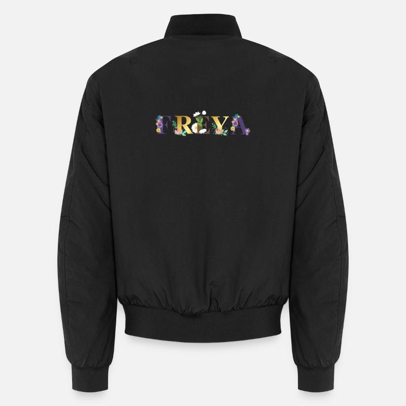 Art du nom FREYA avec des fleurs brodées Bomber unisexe