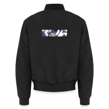 Geometrische Abstraktion in Violett und Grau - Unisex Bomberjacke - Schwarz - Hinten - AI Model Male 185 light (185cm)