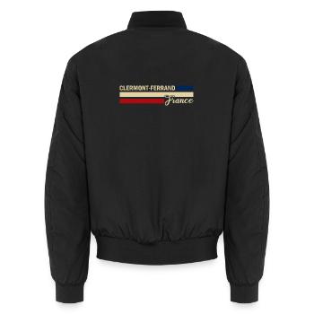 France - Clermont-Ferrand - France - Flag - Unisex Bomber Jacket - black - Back - AI Model Male 185 light (185cm)