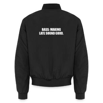 Bass: Late Sound gut klingen lassen - Unisex Bomberjacke - Schwarz - Hinten - AI Model Male 185 light (185cm)