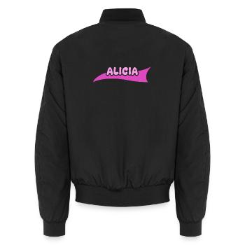 Geschenk für Alicia - Unisex Bomberjacke - Schwarz - Hinten - AI Model Male 185 light (185cm)