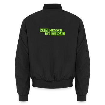 Kein Mensch ist illegal - Migration - Illegalität - Unisex Bomberjacke - Schwarz - Hinten - AI Model Male 185 light (185cm)