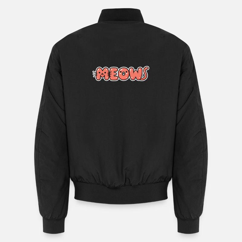 Meows Bold Purr Letters - Unisex Bomber Jacket - black