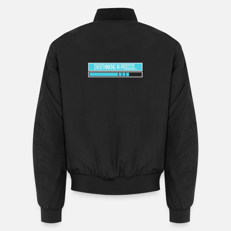 Overthinking In Process Lustig Grübeln Spruch Logo Unisex Bomberjacke