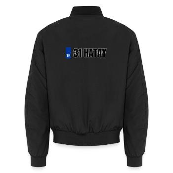 31 Hatay Kennzeichen | Türkisches Kennzeichen - Unisex Bomberjacke - Schwarz - Hinten - AI Model Male 185 light (185cm)