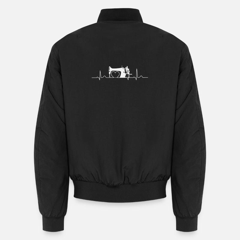 Sewing sewing machine heartbeat - Unisex Bomber Jacket - black