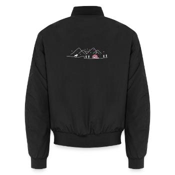 Norwegen Camping Wohnwagen Norway Design - Unisex Bomberjacke - Schwarz - Hinten - AI Model Male 185 light (185cm)