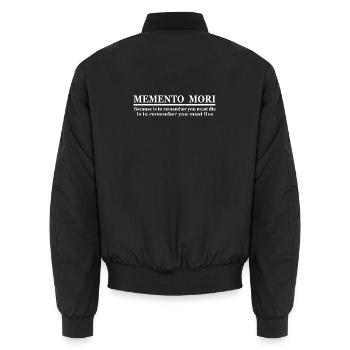 Memento Mori - Unisex Bomber Jacket - black - Back - AI Model Male 185 light (185cm)
