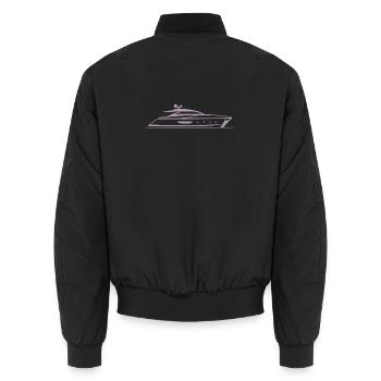 Motorboot Yacht Silhouette Minimal Design - Unisex Bomberjacke - Schwarz - Hinten - AI Model Male 185 light (185cm)