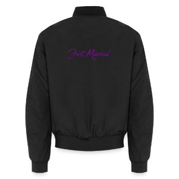 LIEBE. PAAR. GERADE VERHEIRATET. Junggesellinnenabschied. VALENTINSTAG. - Unisex Bomberjacke - Schwarz - Hinten - AI Model Male 185 light (185cm)