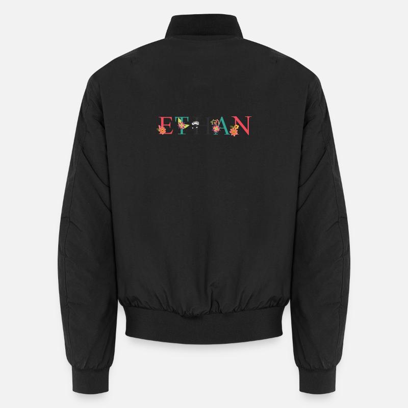 ETHAN Name Art avec des fleurs brodées Bomber unisexe