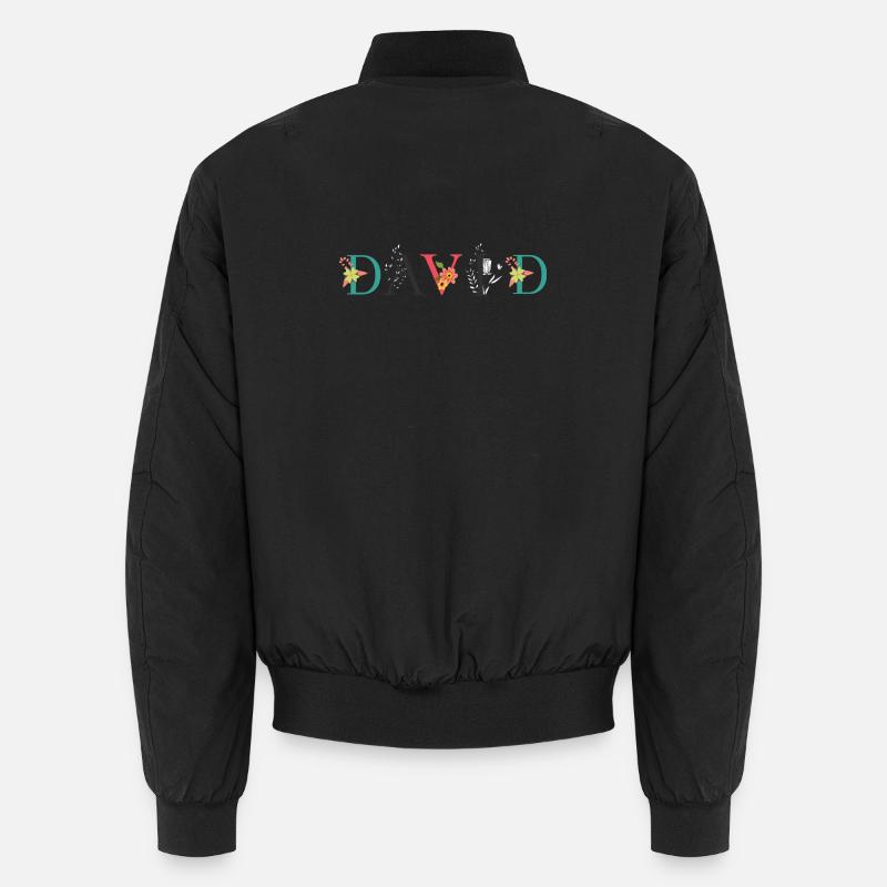 DAVID Nom Art avec fleurs brodées Bomber unisexe