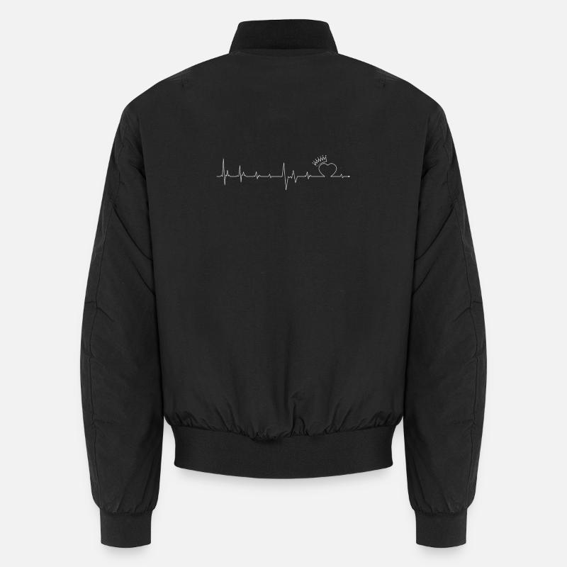 Crowned Heartbeat Crest - Unisex Bomber Jacket - black