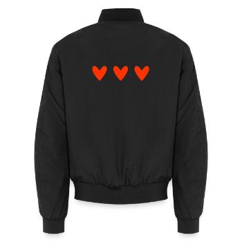 HEART. MAMMA. MOTHER'S DAY. PARTY. HAPPY BIRTHDAY - Unisex Bomber Jacket - black - Back - AI Model Male 185 light (185cm)
