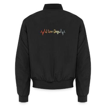 Hundeliebhaber Herzlinie - Unisex Bomberjacke - Schwarz - Hinten - AI Model Male 185 light (185cm)