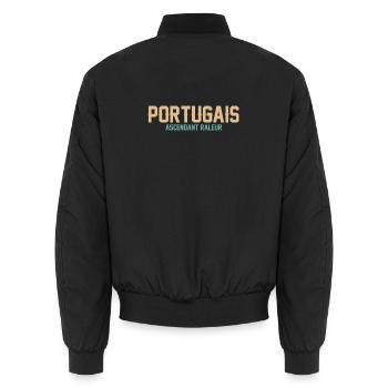 Portugais Ascendant Raleur T-Shirt Cadeau Humour - Bomber unisexe - noir - Dos - AI Model Male 185 light (185cm)
