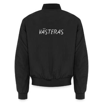 Västeras Suède Style Grunge Pinceau blanc - Bomber unisexe - noir - Dos - AI Model Male 185 light (185cm)