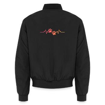 Sunset Dog Paw Heartbeat Dog - Unisex Bomber Jacket - black - Back - AI Model Male 185 light (185cm)