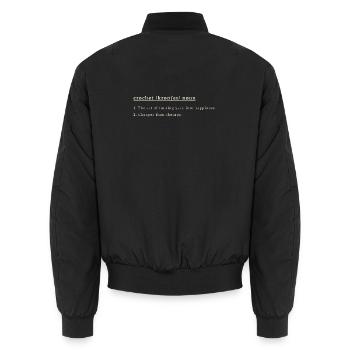 Crochet Definition – Turning Yarn Into Happiness - Unisex Bomber Jacket - black - Back - AI Model Male 185 light (185cm)