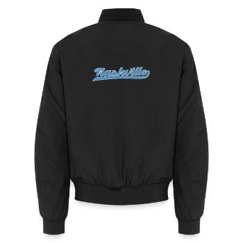 Nashville Script mit Schwunglinie - Unisex Bomberjacke - Schwarz - Hinten - AI Model Male 185 light (185cm)