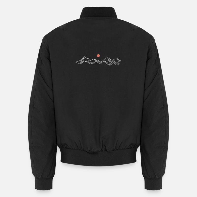 Crimson Sun Over Snowy Peaks - Unisex Bomber Jacket - black