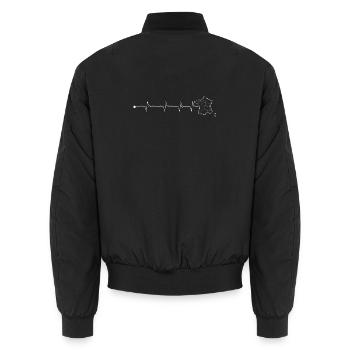Heartbeat Map Pin Design - Unisex Bomber Jacket - black - Back - AI Model Male 185 light (185cm)