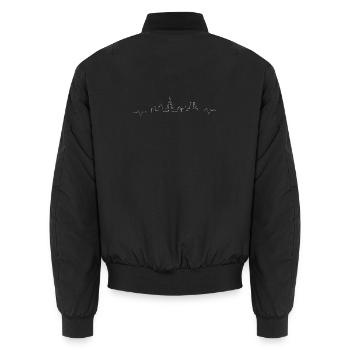 Continuous Skyline Line Art - Unisex Bomber Jacket - black - Back - AI Model Male 185 light (185cm)