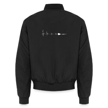 Heartbeat Heart Shape Medical Design - Unisex Bomber Jacket - black - Back - AI Model Male 185 light (185cm)