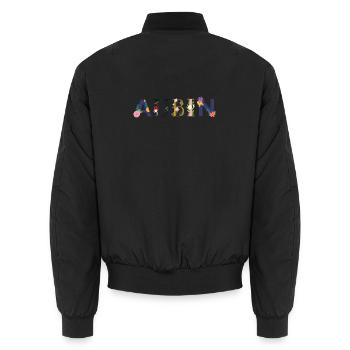 AUBIN Name Decorated with Flowers - Unisex Bomber Jacket - black - Back - AI Model Male 185 light (185cm)