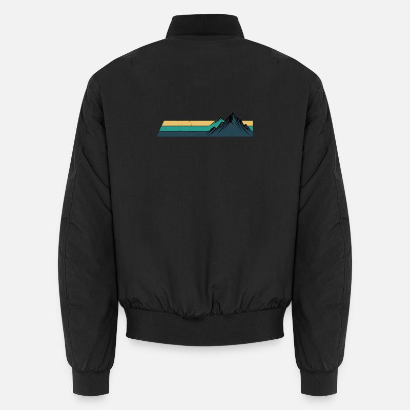 Retro Mountain Sunset Stripes - Unisex Bomber Jacket - black