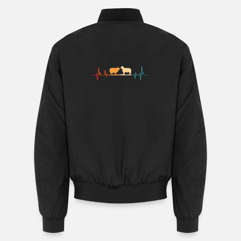 Sheep heartbeat gift sheep - Unisex Bomber Jacket - black