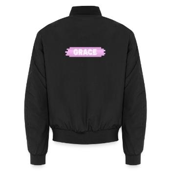Geschenk für Grace - Unisex Bomberjacke - Schwarz - Hinten - AI Model Male 185 light (185cm)