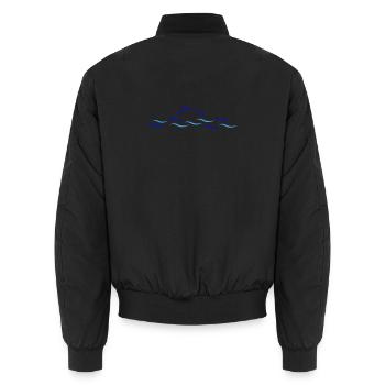 Lignes ondulées azur avec dauphin - Bomber unisexe - noir - Dos - AI Model Male 185 light (185cm)