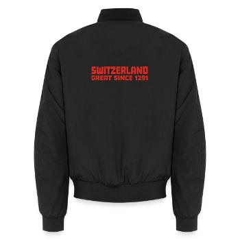 Switzerland - Great Since 1291 - Schweiz - Schwiiz - Unisex Bomberjacke - Schwarz - Hinten - AI Model Male 185 light (185cm)