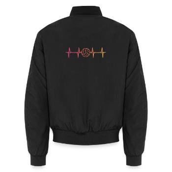 Volleyball Sunset Volleyball Heartbeat Volleyball - Unisex Bomber Jacket - black - Back - AI Model Male 185 light (185cm)