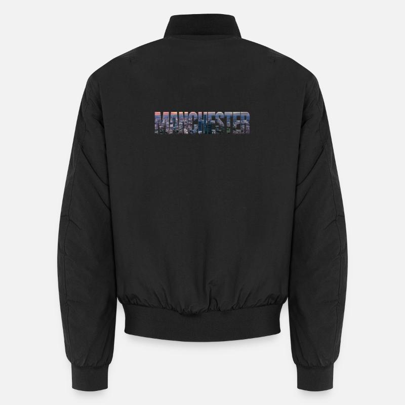 Manchester Skyline in Textfassade - Unisex Bomberjacke - Schwarz