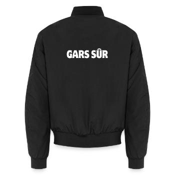 gars sûr, ami, personne de confiance - Bomber unisexe - noir - Dos - AI Model Male 185 light (185cm)