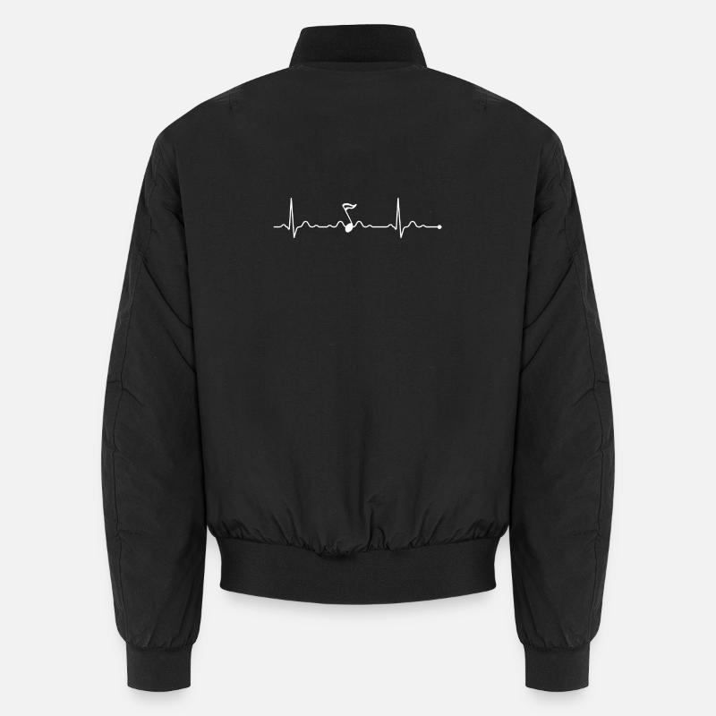 Heartbeat Bird ECG Design - Unisex Bomber Jacket - black