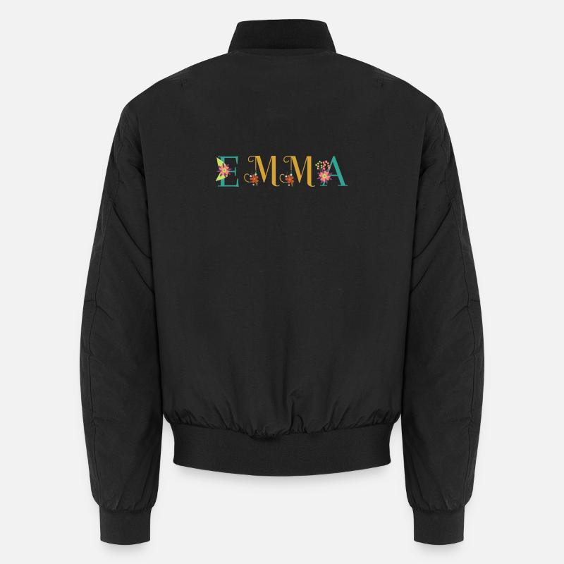 EMMA Name Art avec fleurs brodées Bomber unisexe
