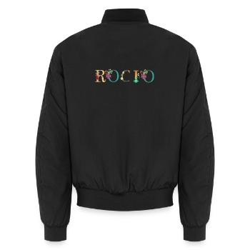 Le nom ROCIO est décoré de fleurs - Bomber unisexe - noir - Dos - AI Model Male 185 light (185cm)